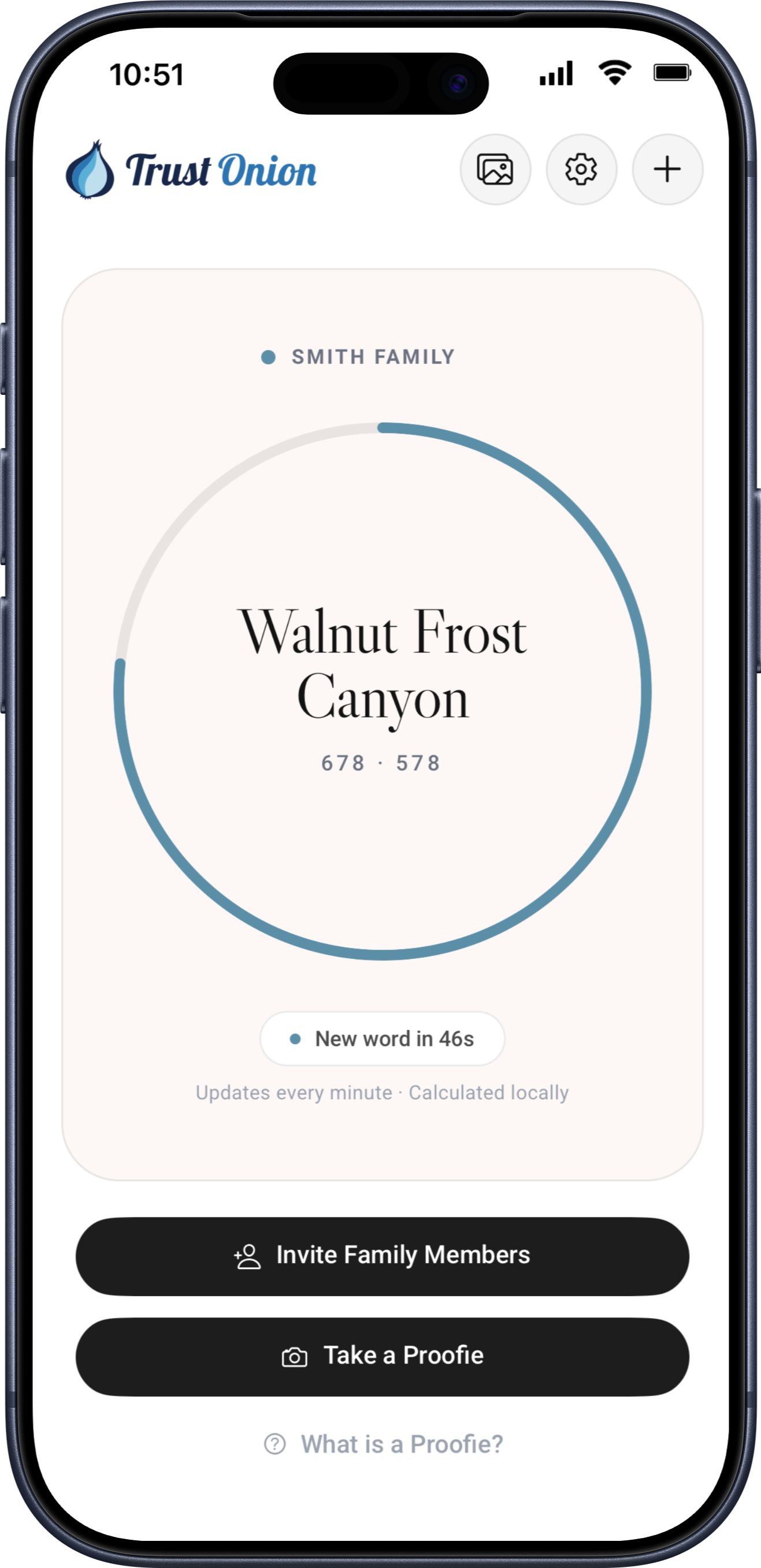 Trust Onion app shown on a phone